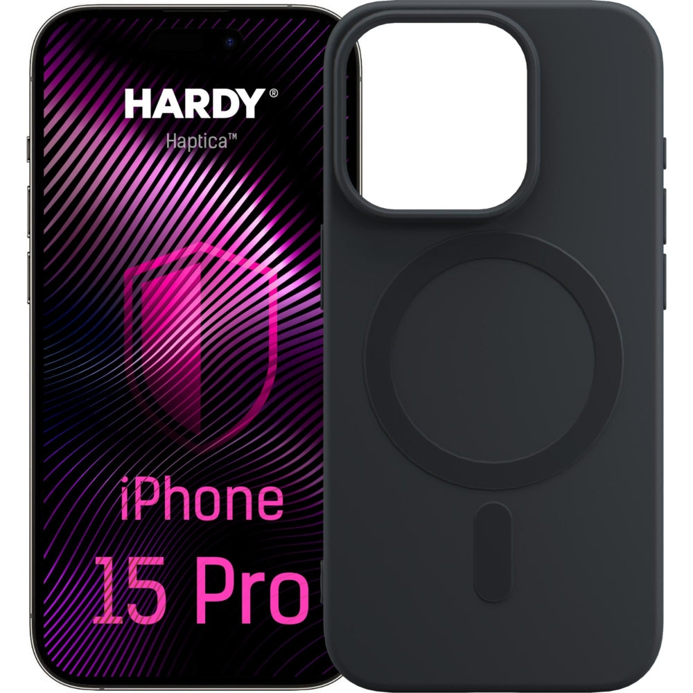 Handyhülle für iPhone 15 Pro, 3mk Hardy Haptica MagCase mit MagSafe, Schwarz