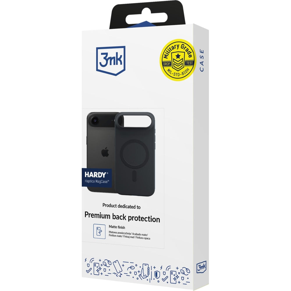 Handyhülle für iPhone Air, 3mk Hardy Haptica MagCase mit MagSafe, Schwarz