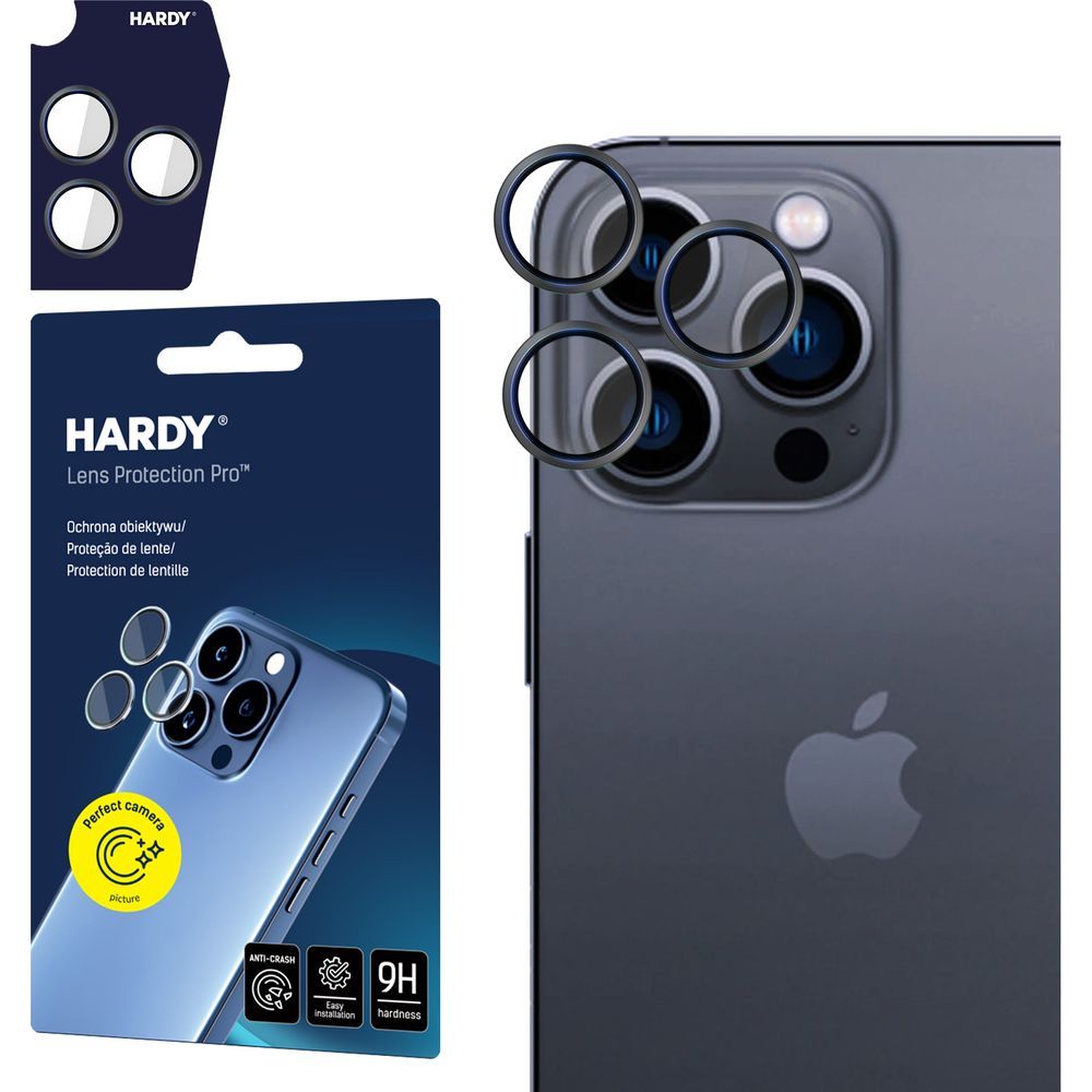 Objektivschutz für iPhone 15 Pro, 3mk Hardy Lens Protection Pro, Schwarz