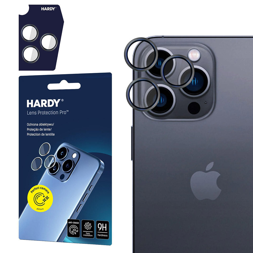 Objektivschutz für iPhone 16 Pro / 16 Pro Max, 3mk Hardy Lens Protection Pro, Schwarz