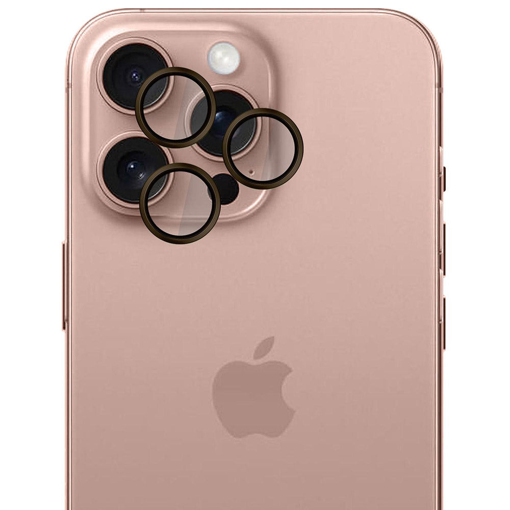 Objektivschutz für iPhone 16 Pro / 16 Pro Max, 3mk Hardy Lens Protection Pro, Rosa und Braun