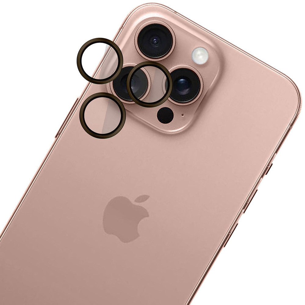 Objektivschutz für iPhone 16 Pro / 16 Pro Max, 3mk Hardy Lens Protection Pro, Rosa und Braun