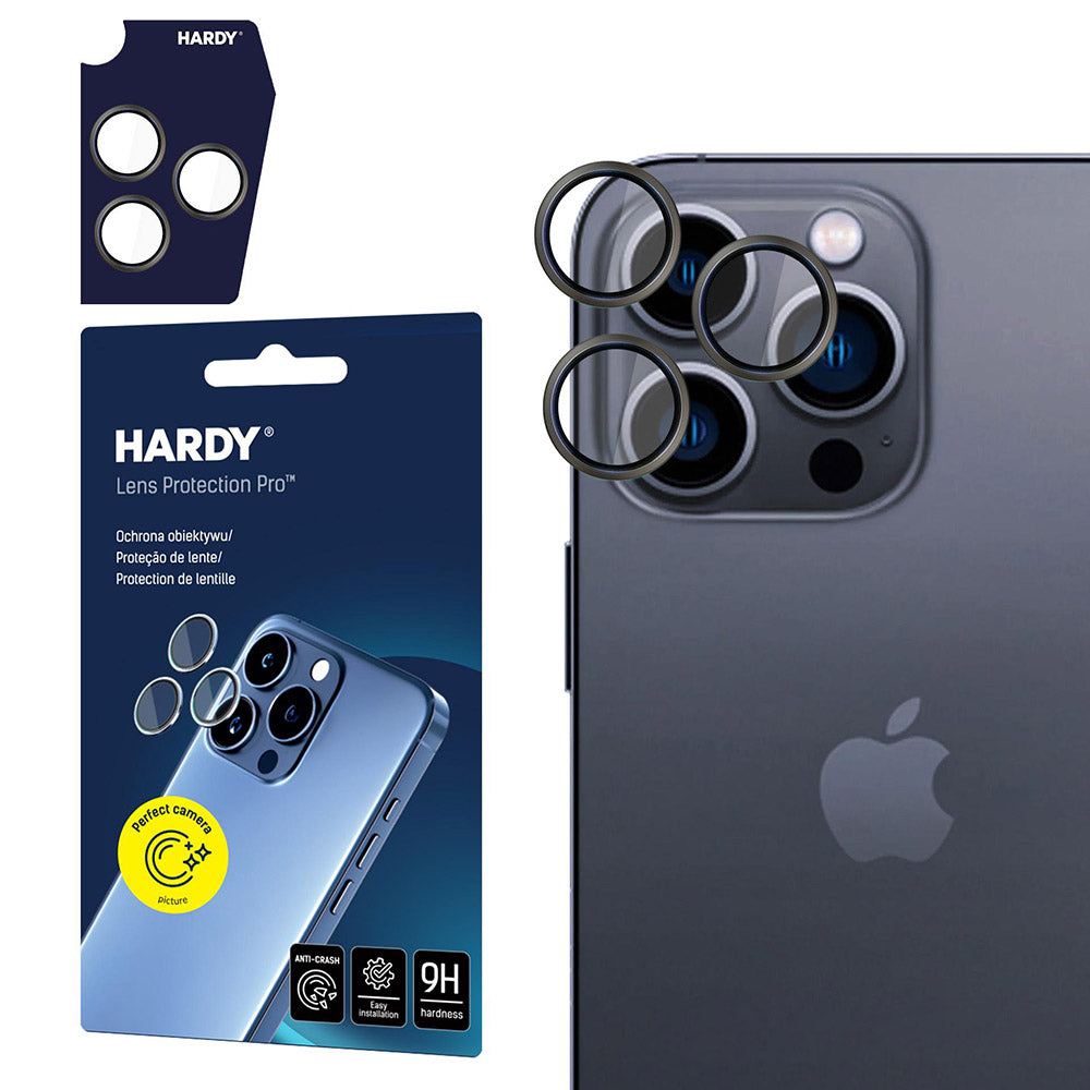 Objektivschutz für iPhone 16 Pro / 16 Pro Max, 3mk Hardy Lens Protection Pro, Titan/Grau