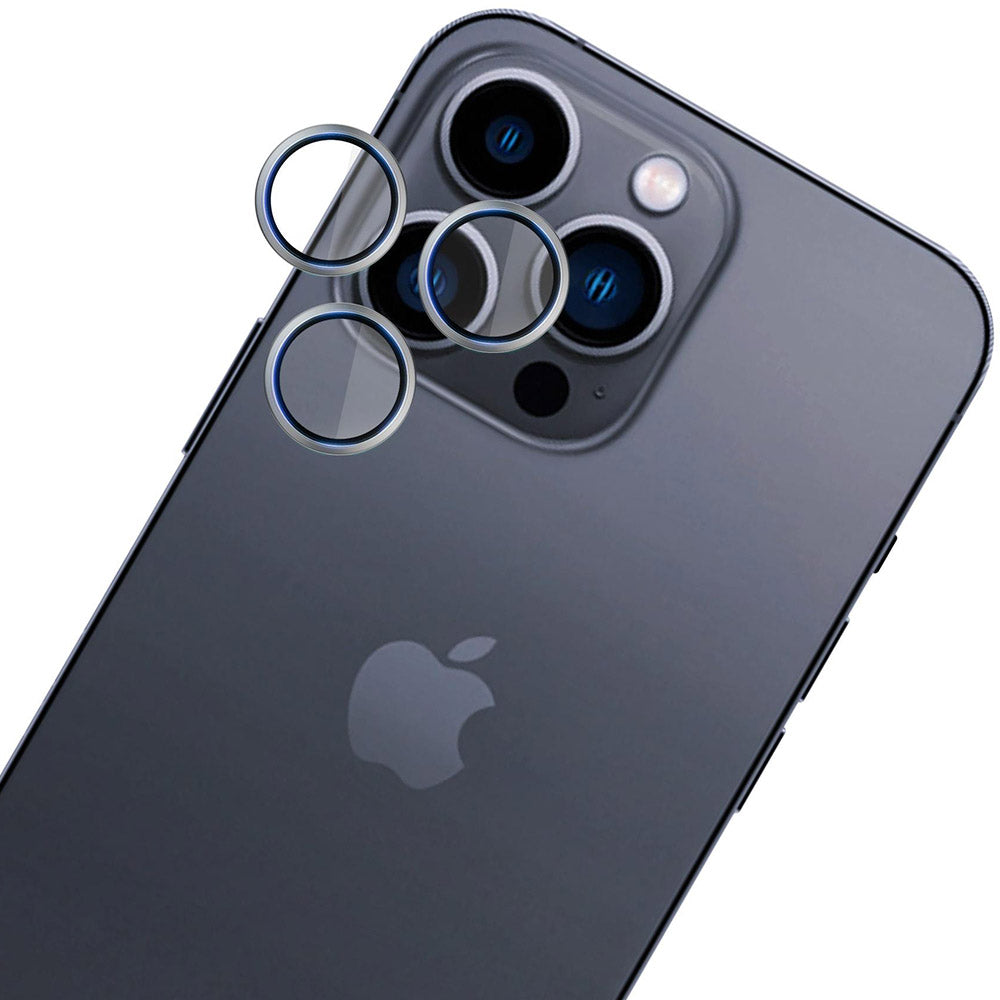 Objektivschutz für iPhone 16 Pro / 16 Pro Max, 3mk Hardy Lens Protection Pro, Titan/Silbern