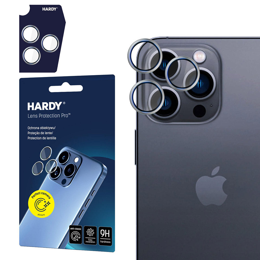 Objektivschutz für iPhone 16 Pro / 16 Pro Max, 3mk Hardy Lens Protection Pro, Titan/Silbern