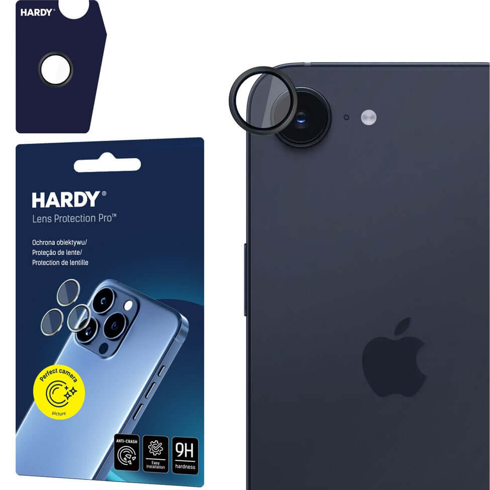 Objektivschutz für iPhone 16e, 3mk Hardy Lens Protection Pro, Schwarz