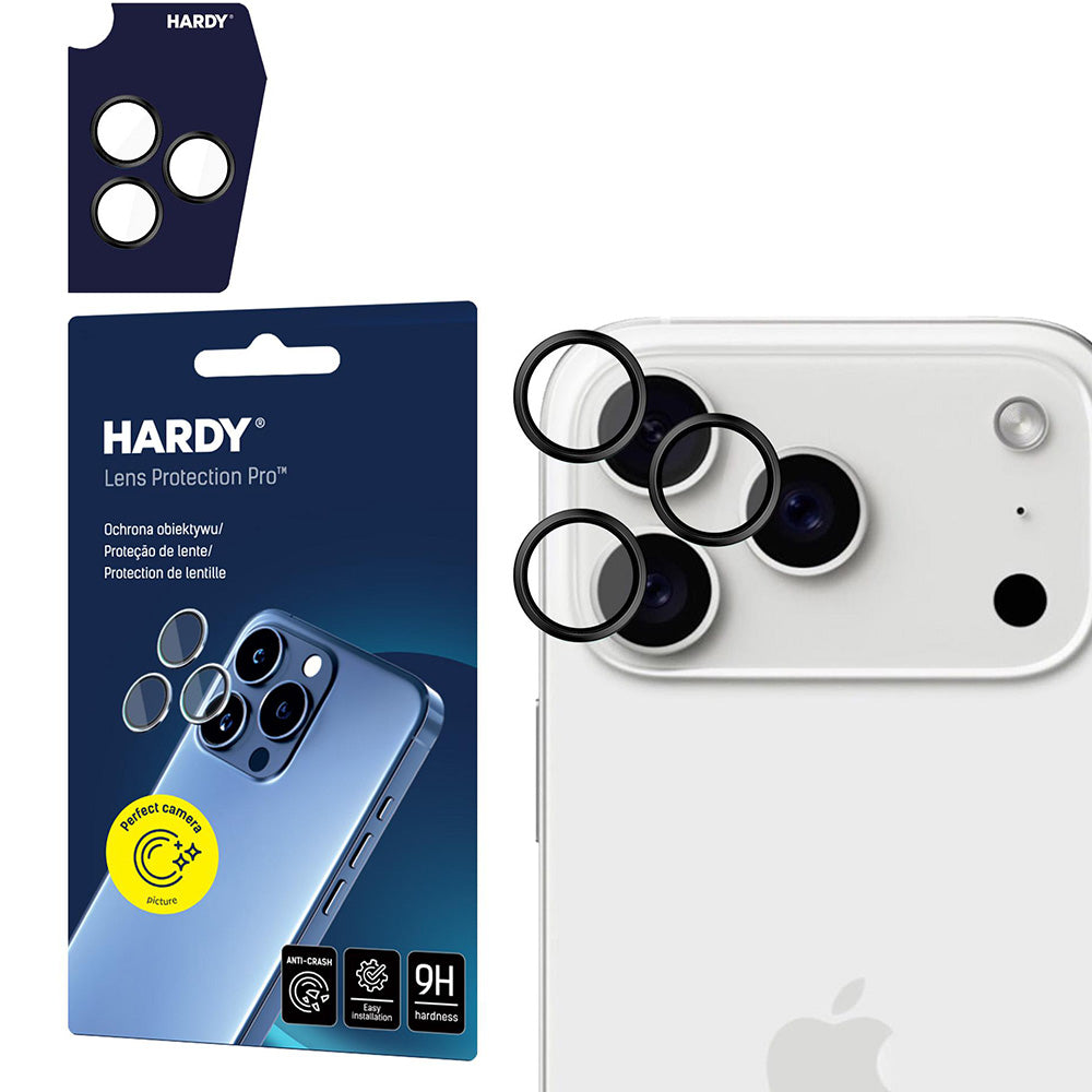 Objektivschutz für iPhone 17 Pro Max / 17 Pro, 3mk HARDY Lens Protection Pro, 1 Set, Schwarz