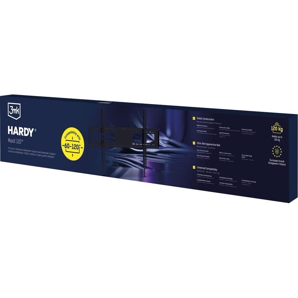 Wandhalterung für TV und Monitor 60–120" mit VESA, 3mk Hardy MaxX 120, Schwarz