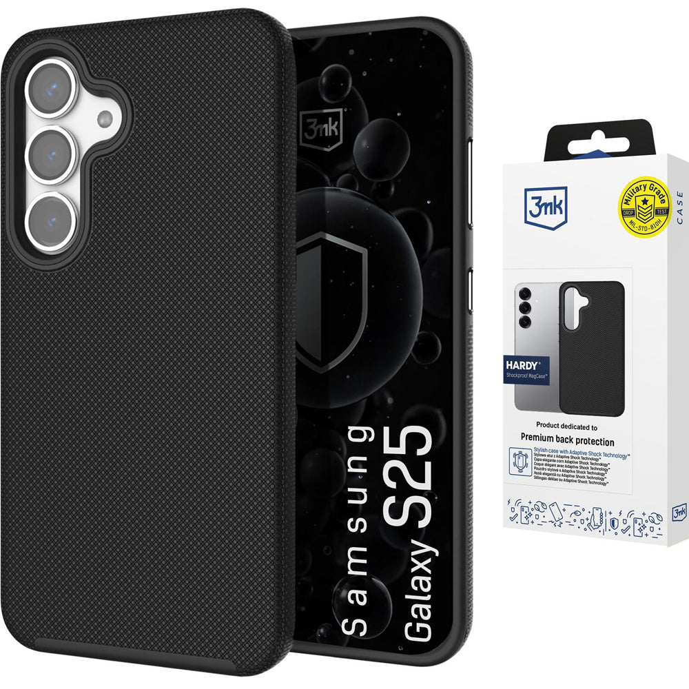 Handyhülle für Galaxy S25, 3mk Hardy Shockproof MagCase mit MagSafe, Schwarz