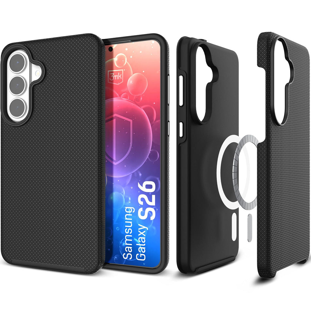 Handyhülle für Galaxy S26 FE, 3mk Hardy Shockproof MagCase mit MagSafe, Schwarz (1/12)