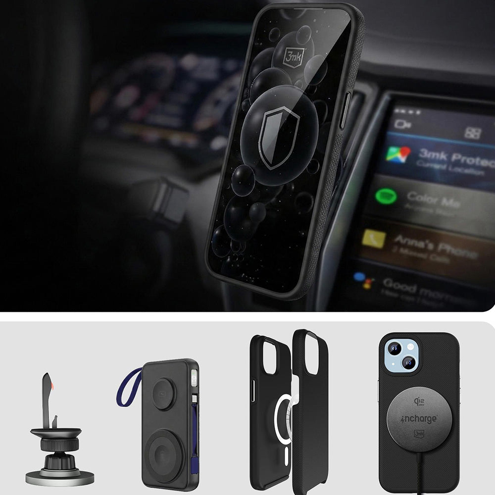 Handyhülle für iPhone 15, 3mk Hardy Shockproof MagCase mit MagSafe, Schwarz