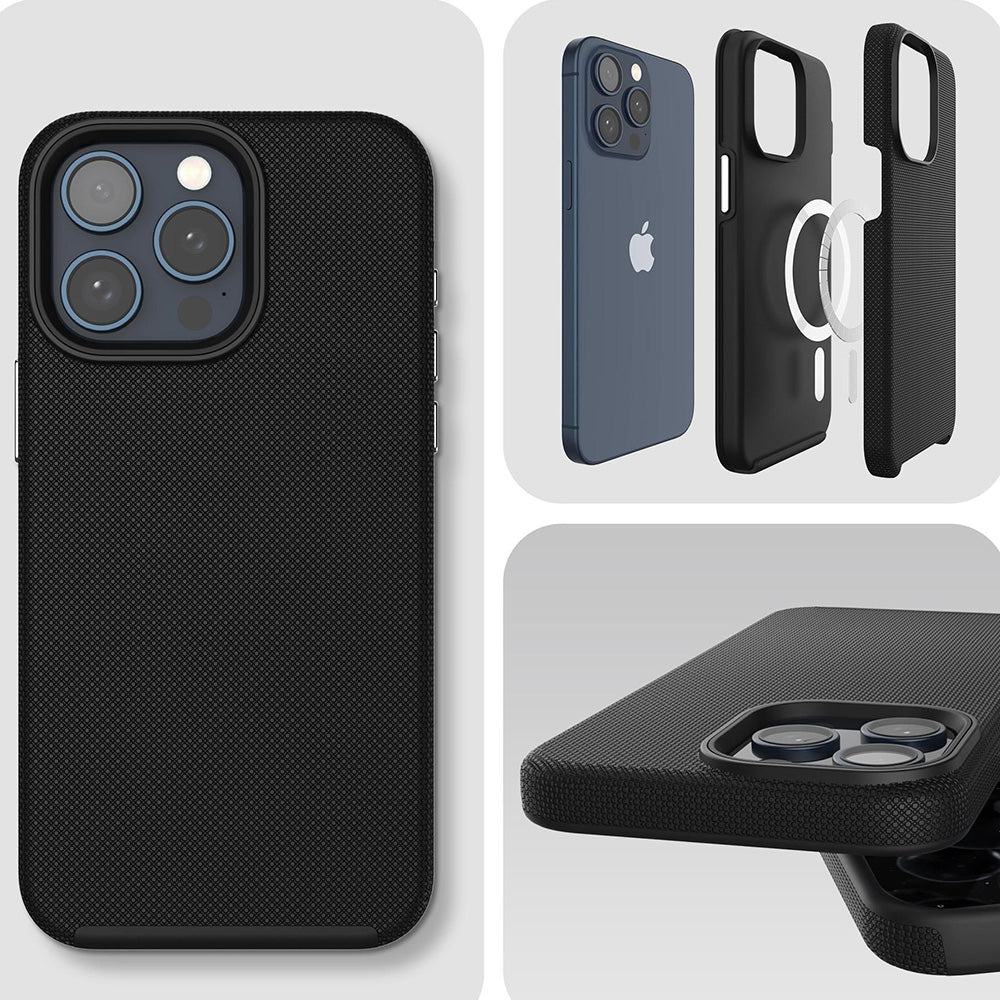Handyhülle für iPhone 15 Pro, 3mk Hardy Shockproof MagCase mit MagSafe, Schwarz