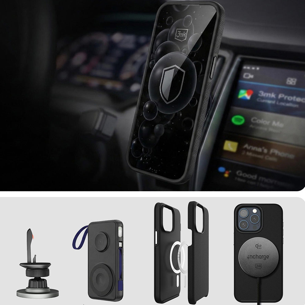 Handyhülle für iPhone 15 Pro Max, 3mk Hardy Shockproof MagCase mit MagSafe, Schwarz