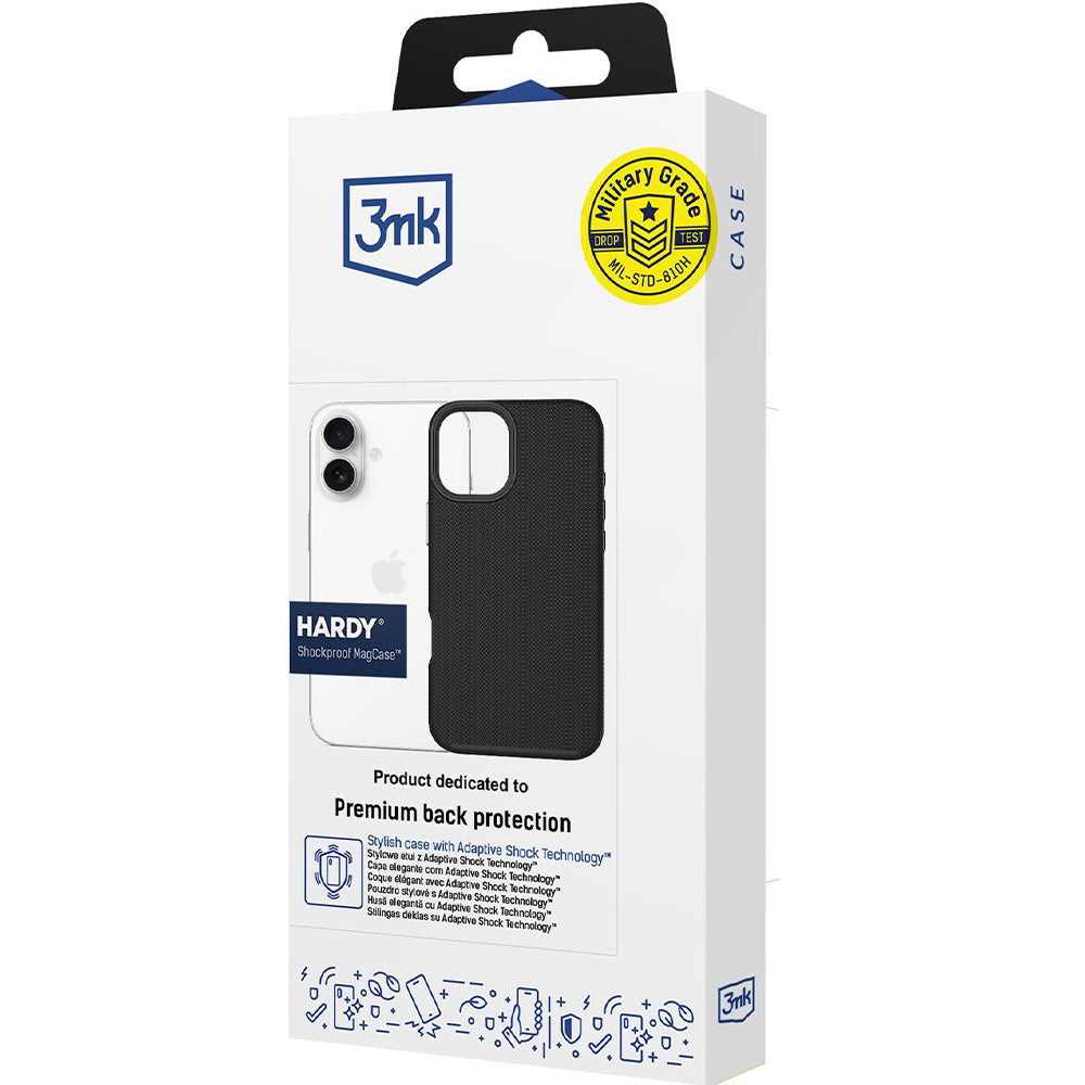 Handyhülle für iPhone 16, 3mk Hardy Shockproof MagCase mit MagSafe, Schwarz