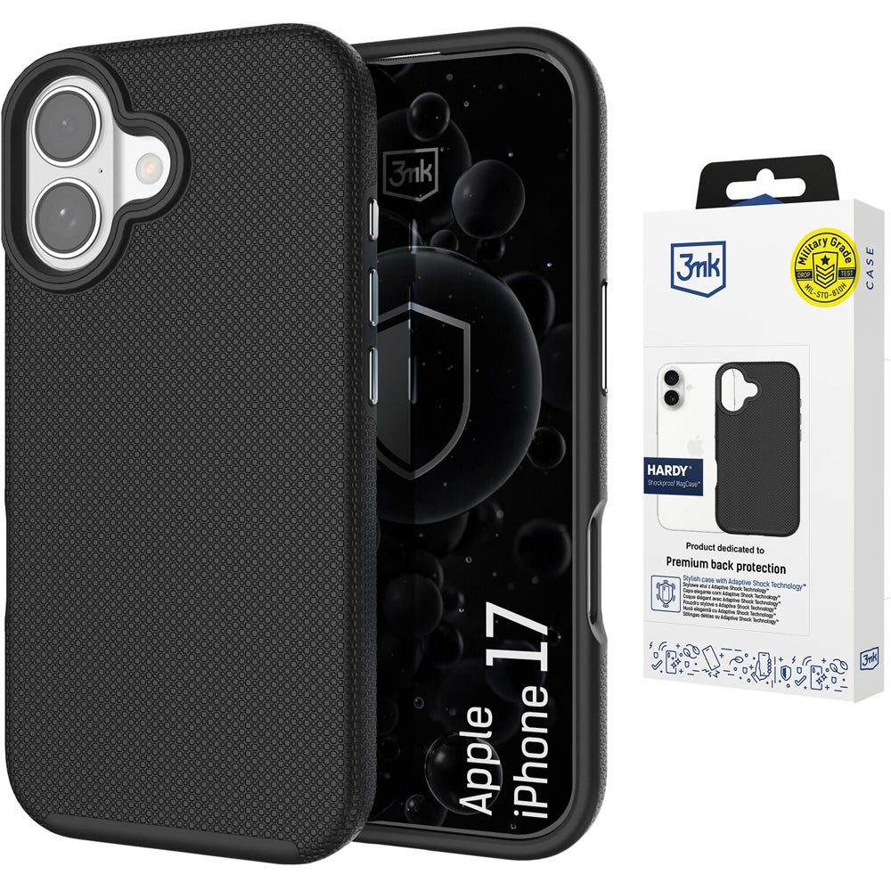 Handyhülle für iPhone 17, 3mk Hardy Shockproof MagCase mit MagSafe, Schwarz