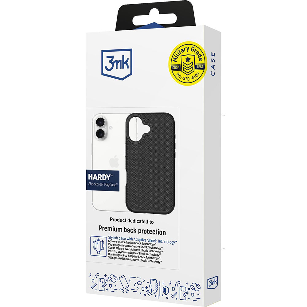 Handyhülle für iPhone 17, 3mk Hardy Shockproof MagCase mit MagSafe, Schwarz