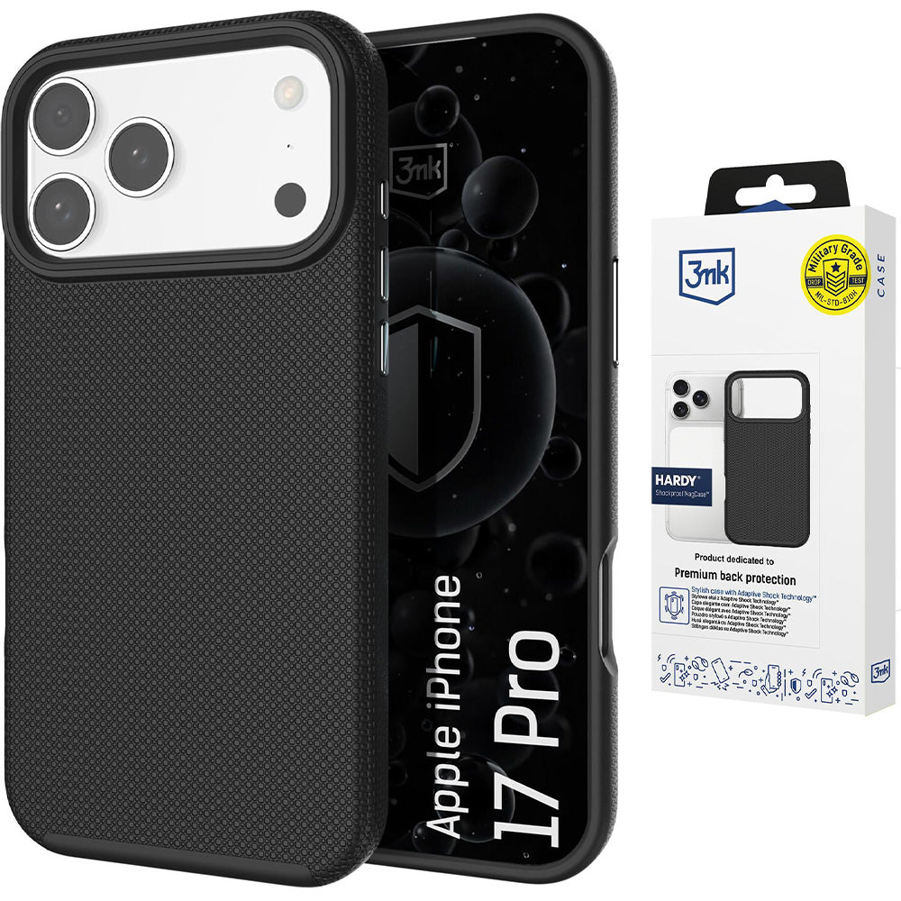 Handyhülle für iPhone 17 Pro, 3mk Hardy Shockproof MagCase mit MagSafe, Schwarz