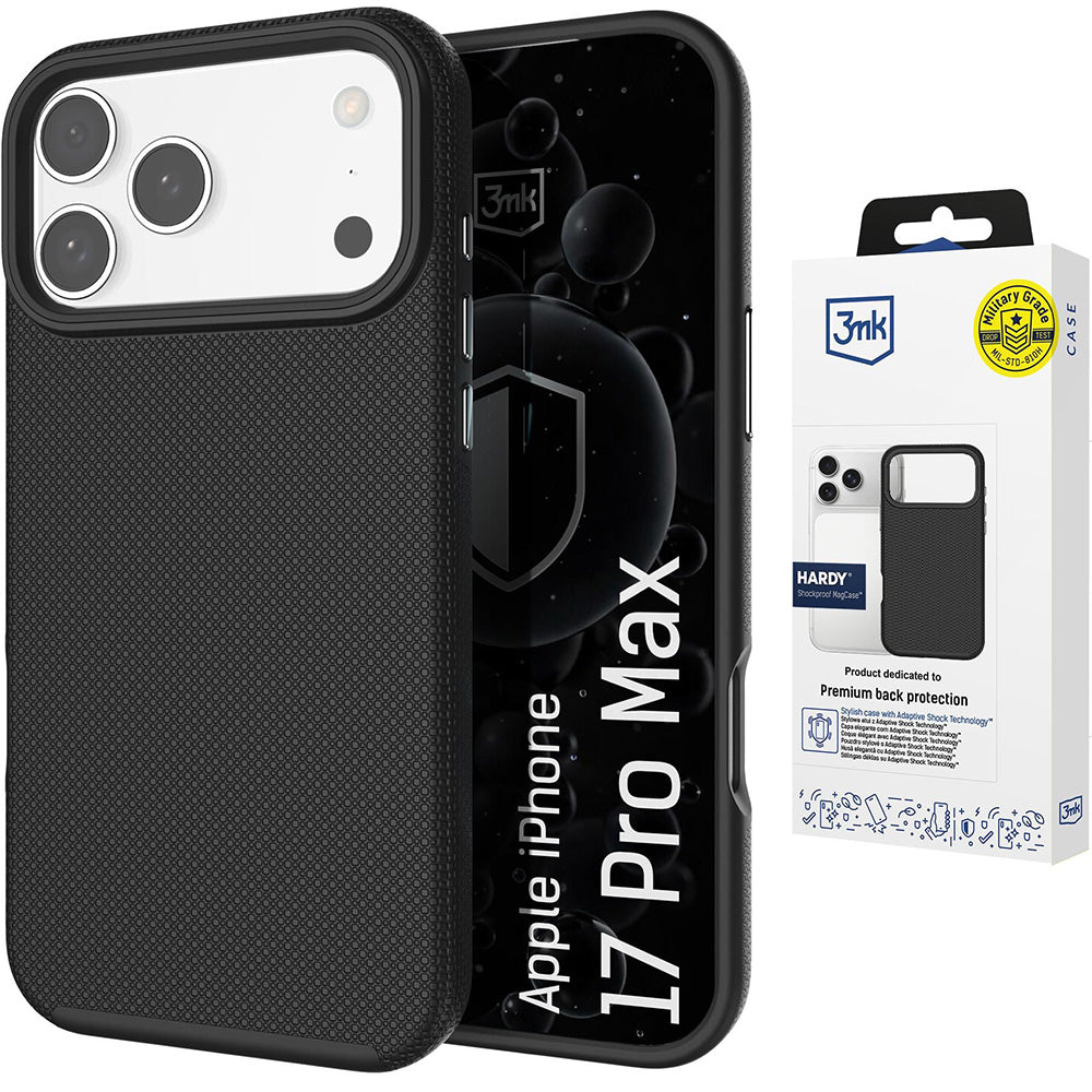 Handyhülle für iPhone 17 Pro Max, 3mk Hardy Shockproof MagCase mit MagSafe, Schwarz
