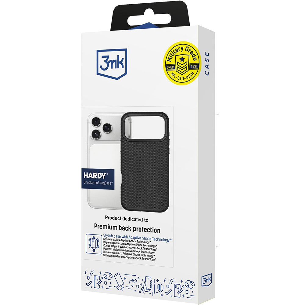 Handyhülle für iPhone 17 Pro Max, 3mk Hardy Shockproof MagCase mit MagSafe, Schwarz