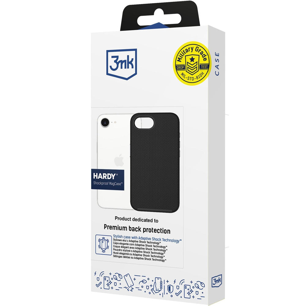 Handyhülle für iPhone 17e / 16e, 3mk Hardy Shockproof MagCase mit MagSafe, Schwarz