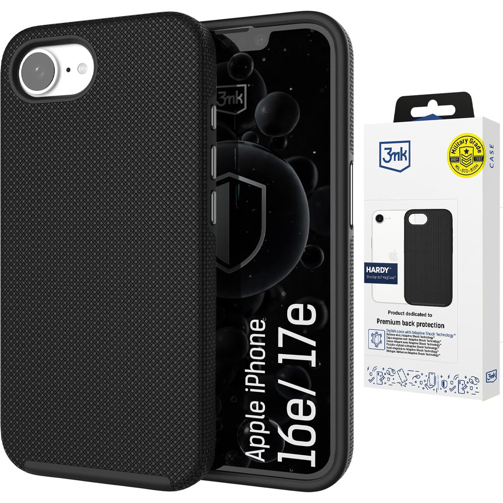 Handyhülle für iPhone 17e / 16e, 3mk Hardy Shockproof MagCase mit MagSafe, Schwarz