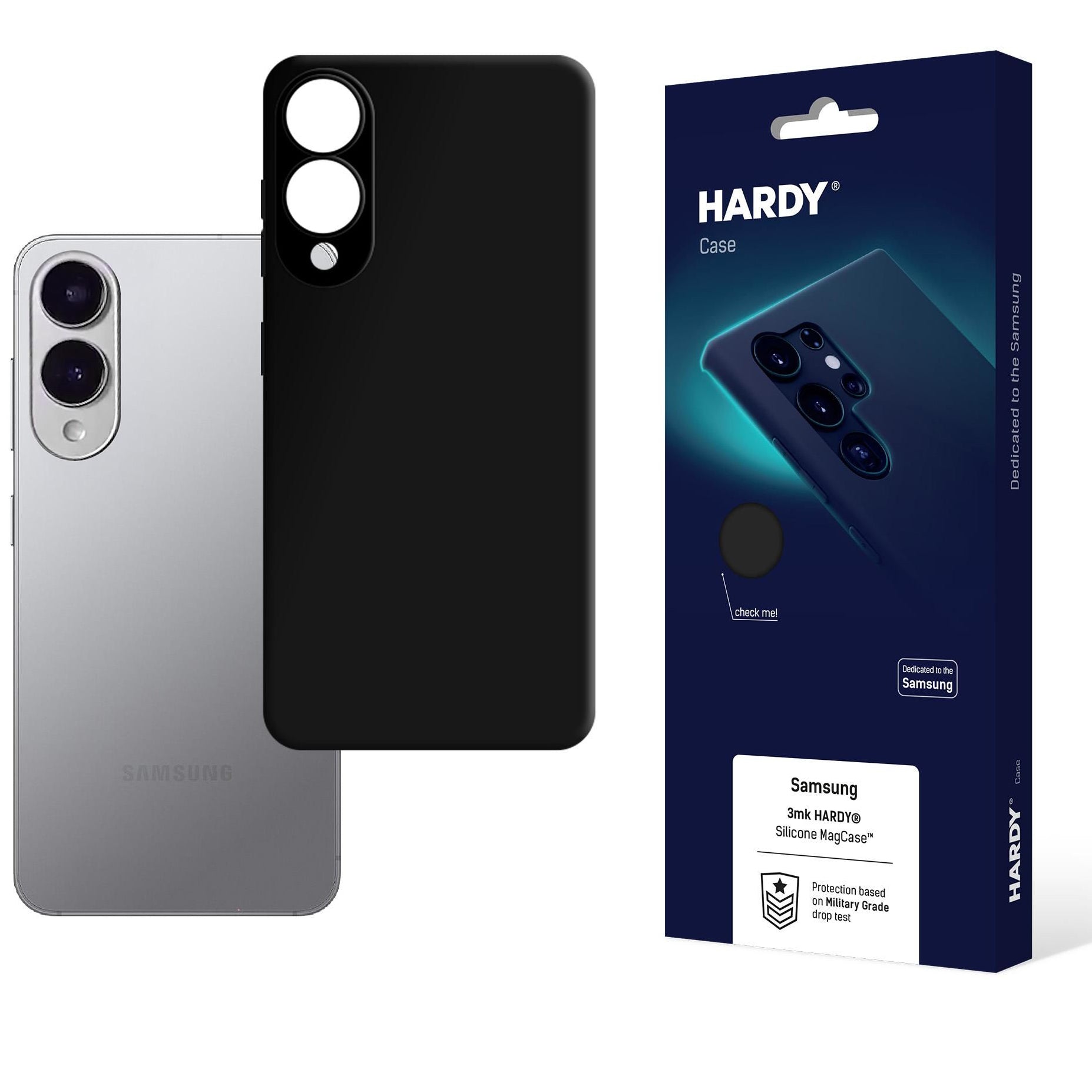 Handyhülle für Galaxy S25 Edge, 3mk Hardy Silicone MagCase mit MagSafe, Schwarz