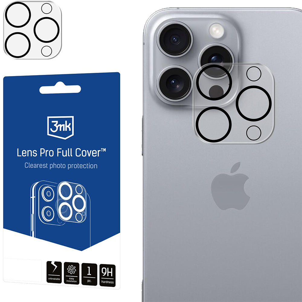Objektivschutz für iPhone 16 Pro Max / iPhone 16 Pro, 3mk Lens Pro Full Cover