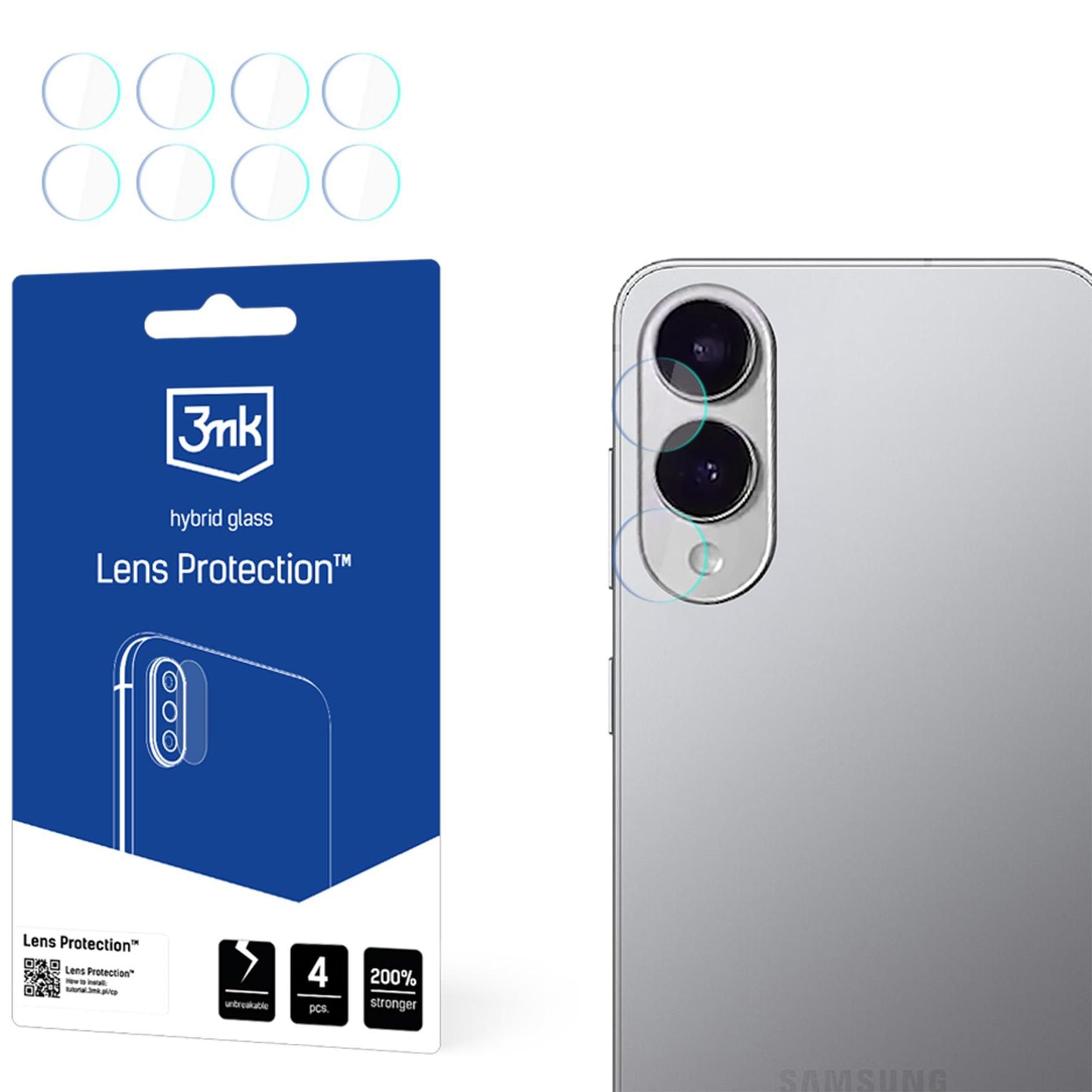 Objektivschutz für Galaxy S25 Edge, 3mk Lens Protection, 4 Sätze