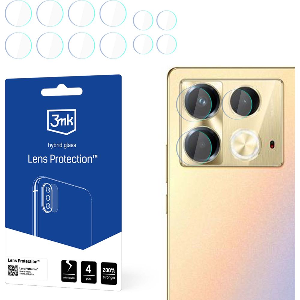 Objektivschutz für Infinix Note 40, 3mk Lens Protection, 4 Sätze