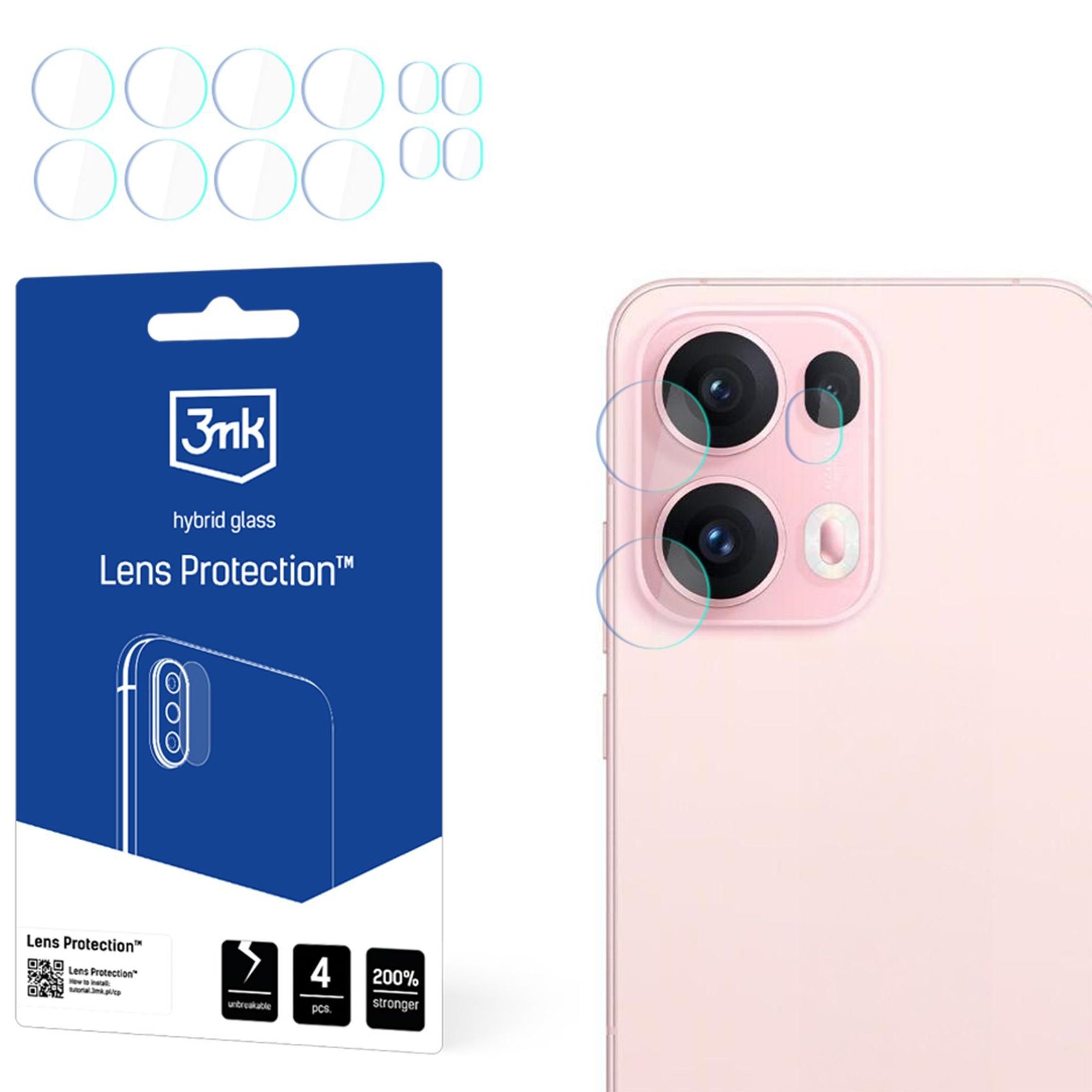 Objektivschutz für Oppo Reno 13 Pro, 3mk Lens Protection, 4 Sätze