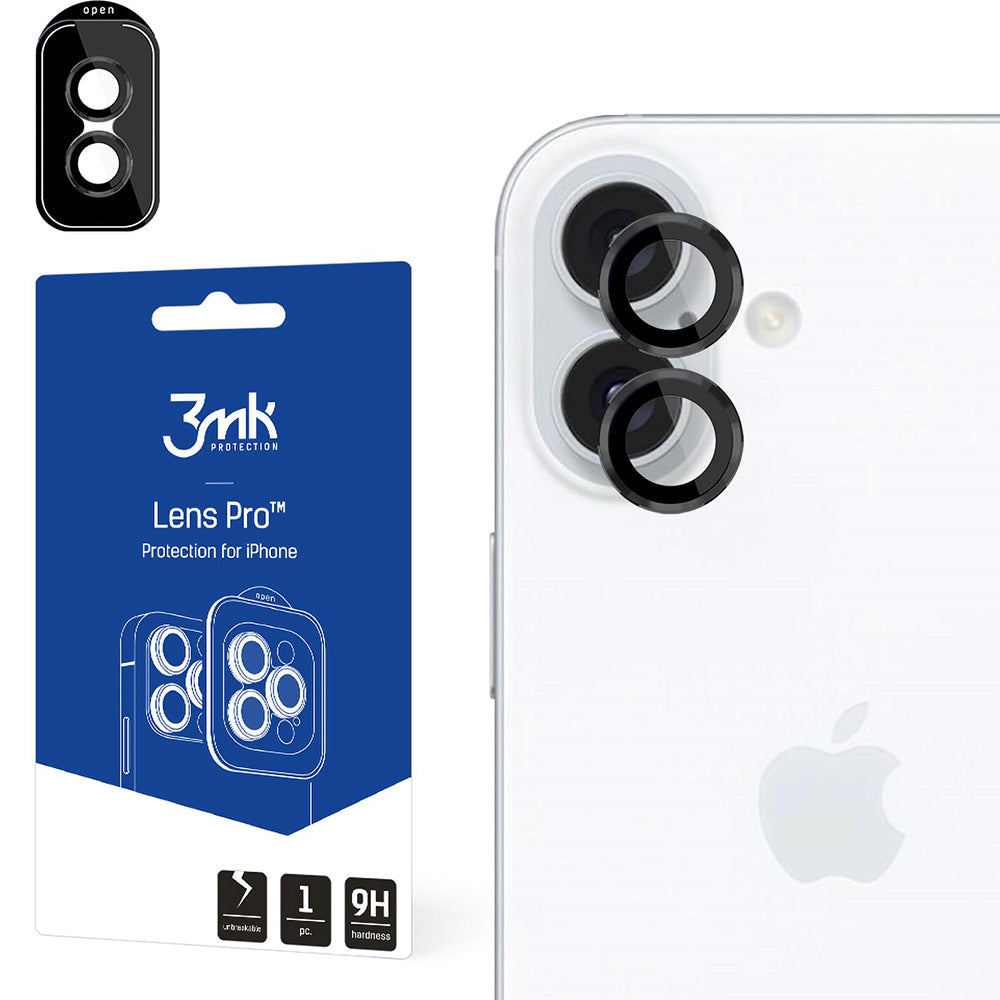 Objektivschutz für iPhone 16 / 16 Plus, 3mk Lens Protection Pro, Schwarz