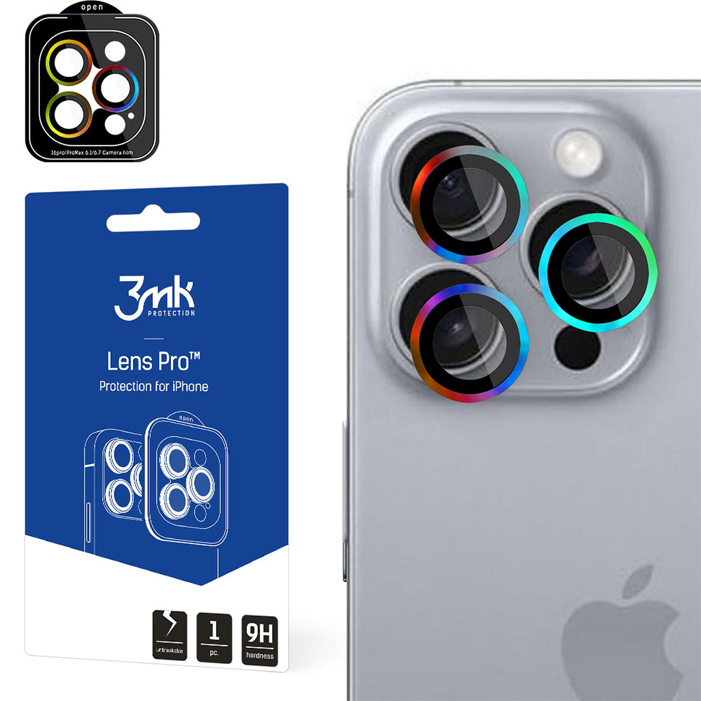 Objektivschutz für iPhone 16 Pro Max / 16 Pro, 3mk Lens Protection Pro, Bunt