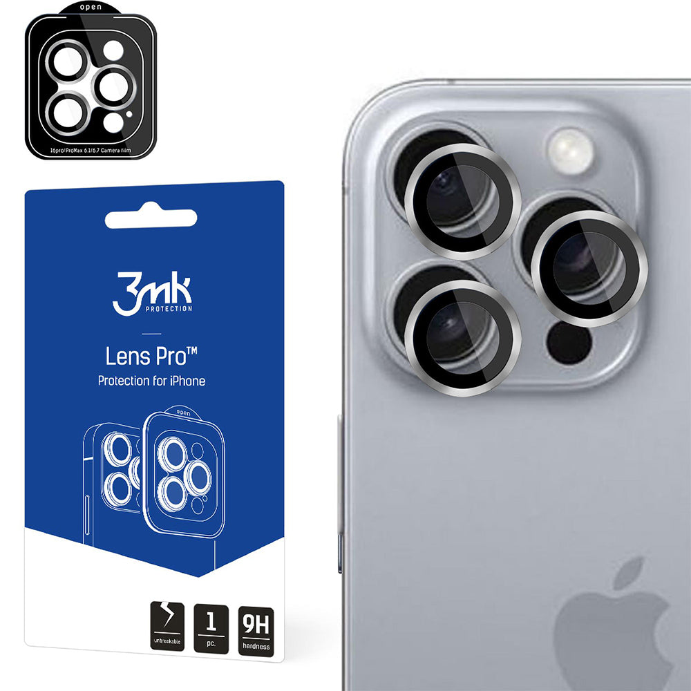 Objektivschutz für iPhone 16 Pro Max / 16 Pro, 3mk Lens Protection Pro, Grau