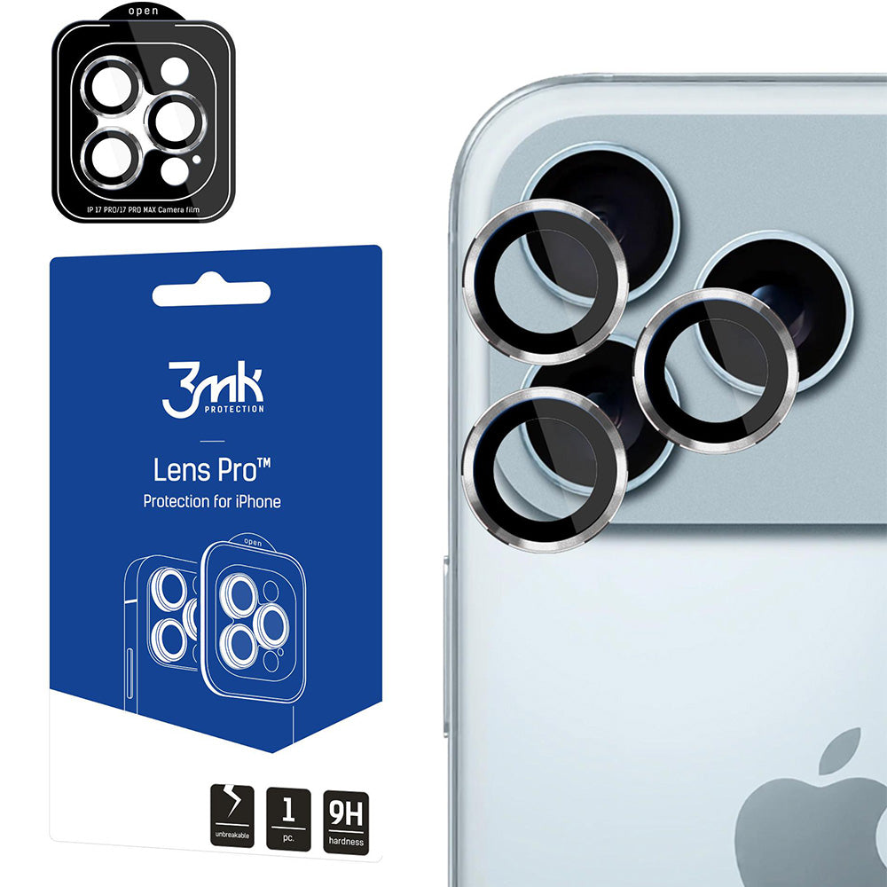 Objektivschutz für iPhone 17 Pro Max / 17 Pro, 3mk Lens Protection Pro, Silbern