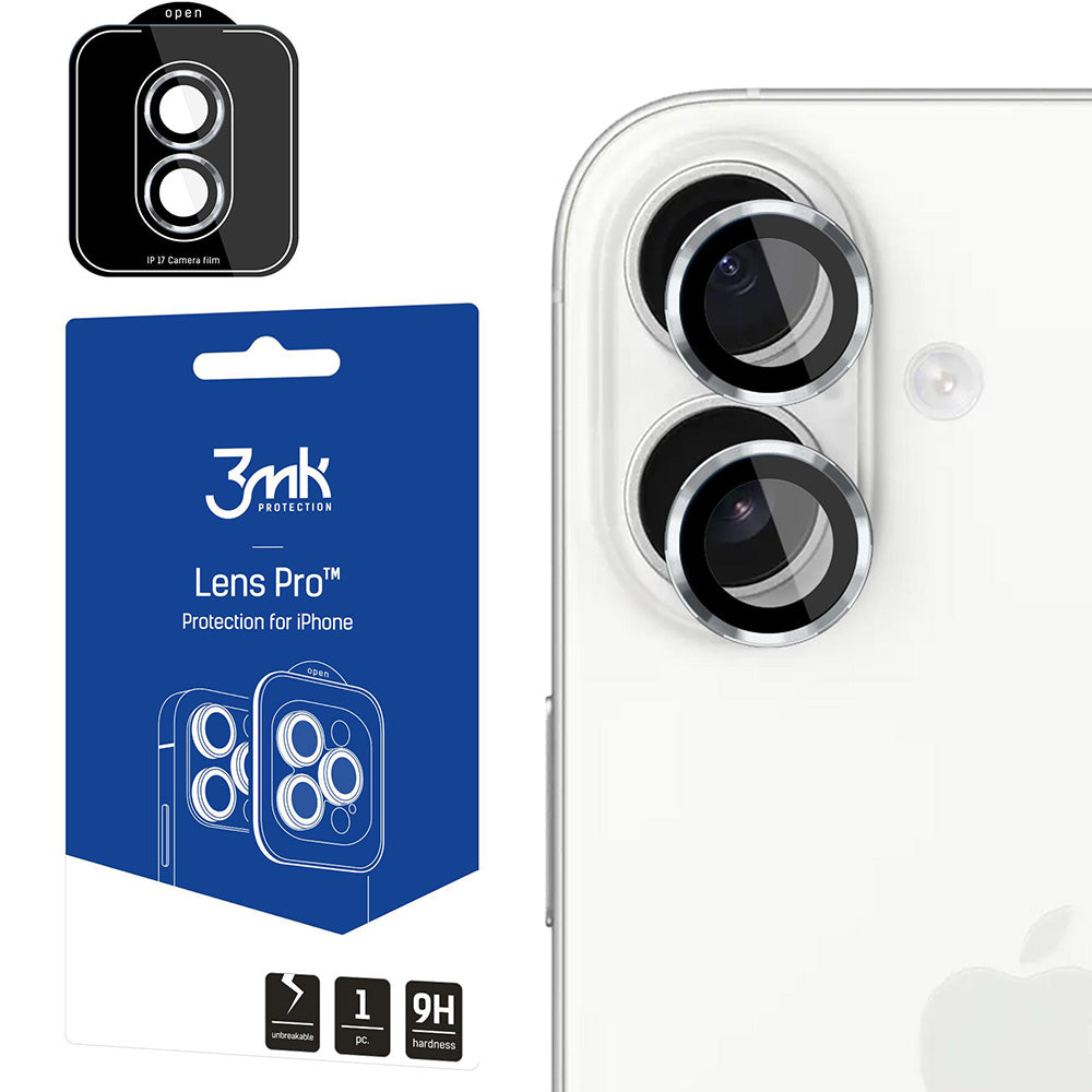 Objektivschutz für iPhone 17, 3mk Lens Protection Pro, Silbern
