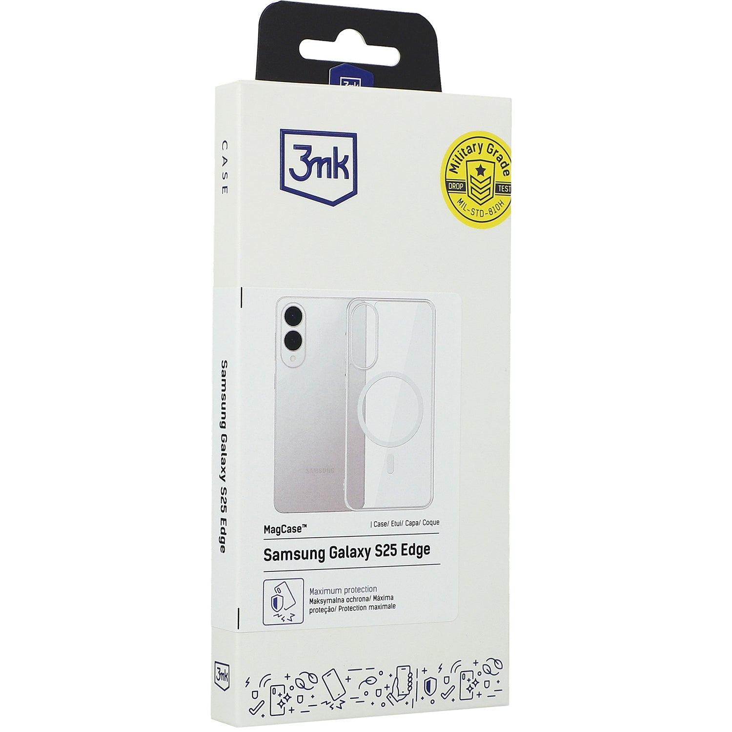 Handyhülle für Galaxy S25 Edge, 3mk MagCase, Transparent und Weiß
