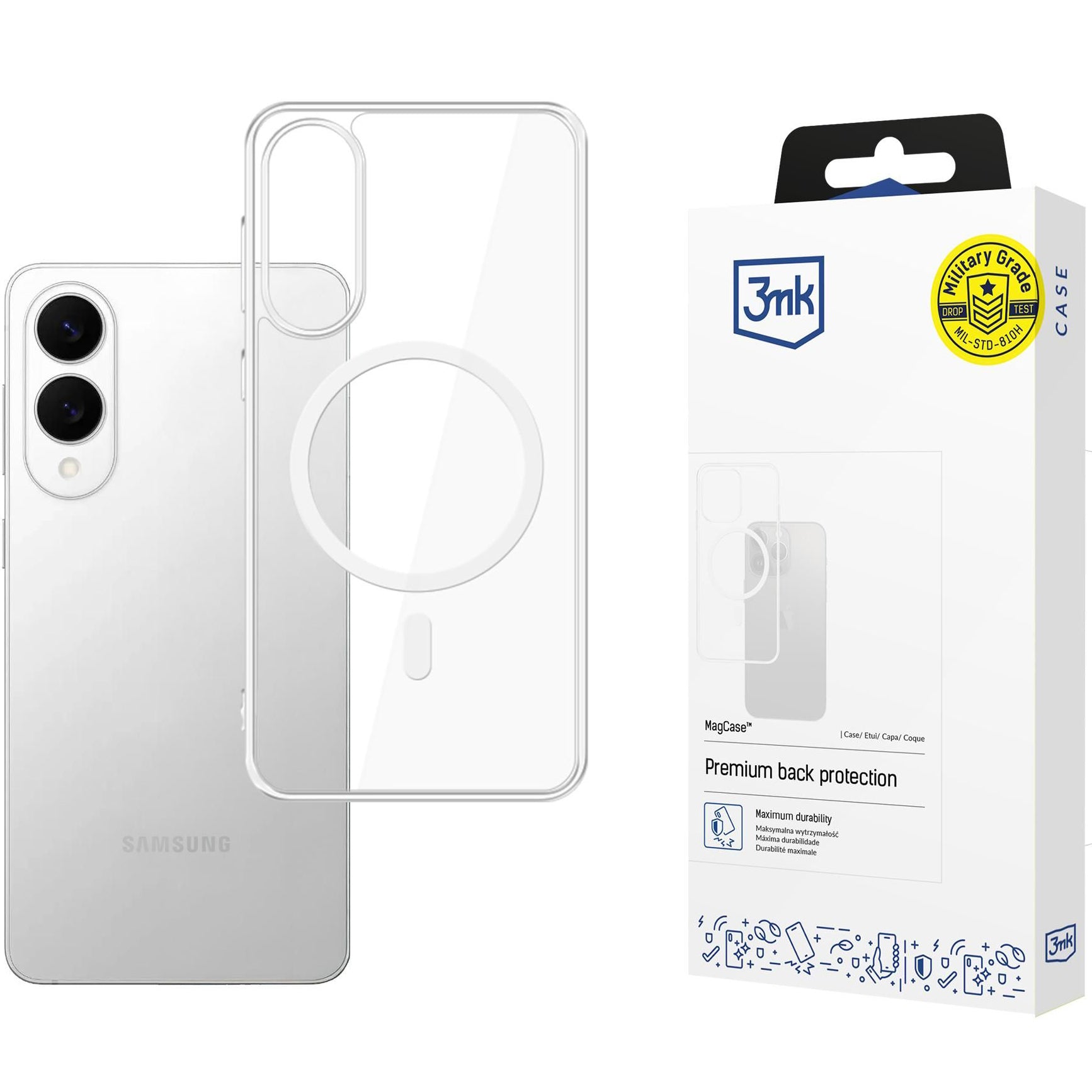 Handyhülle für Galaxy S25 Edge, 3mk MagCase, Transparent und Weiß