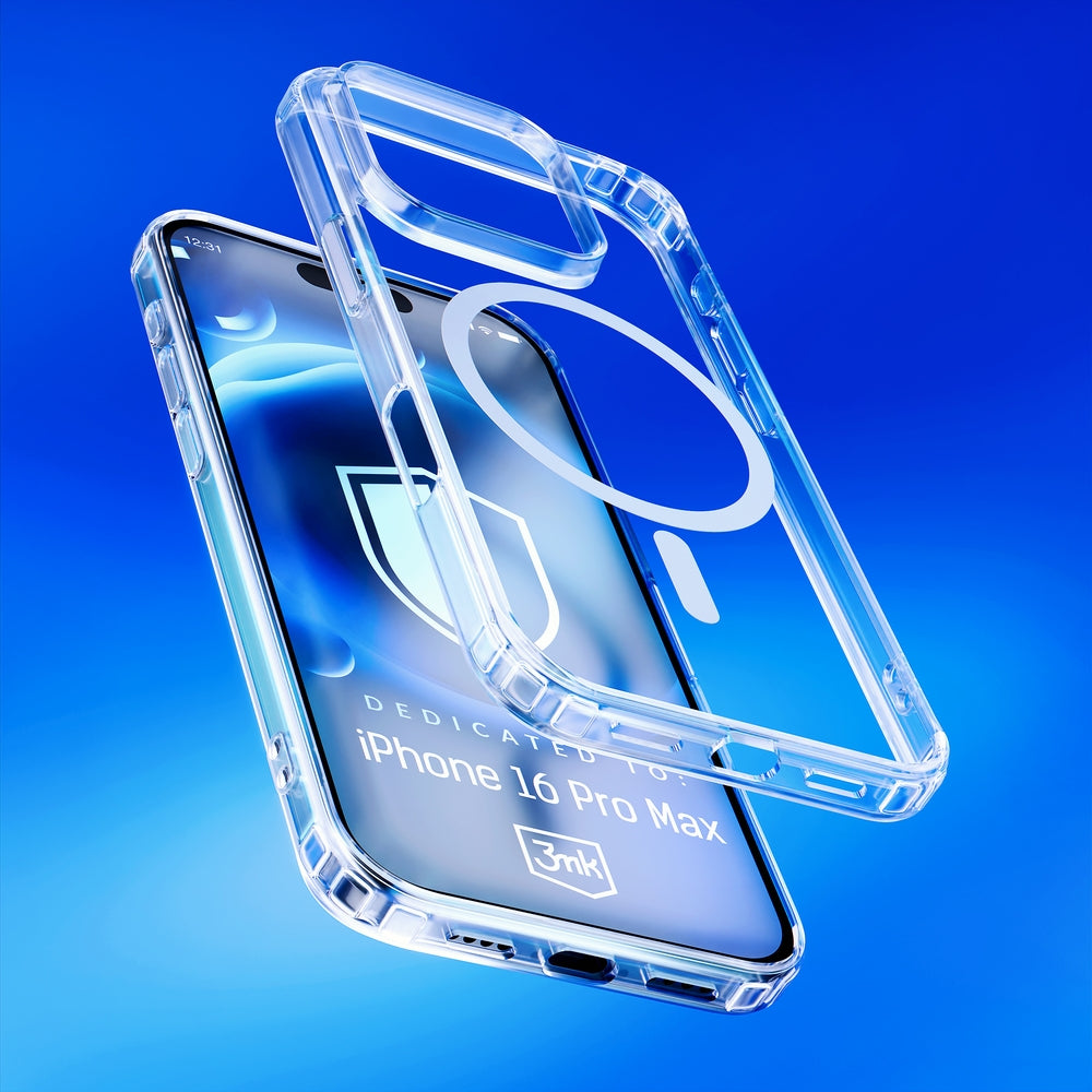 Handyhülle für iPhone 16 Pro Max, 3mk MagCase, Transparent und Weiß
