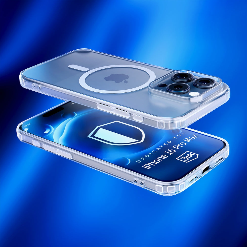 Handyhülle für iPhone 16 Pro Max, 3mk MagCase, Transparent und Weiß