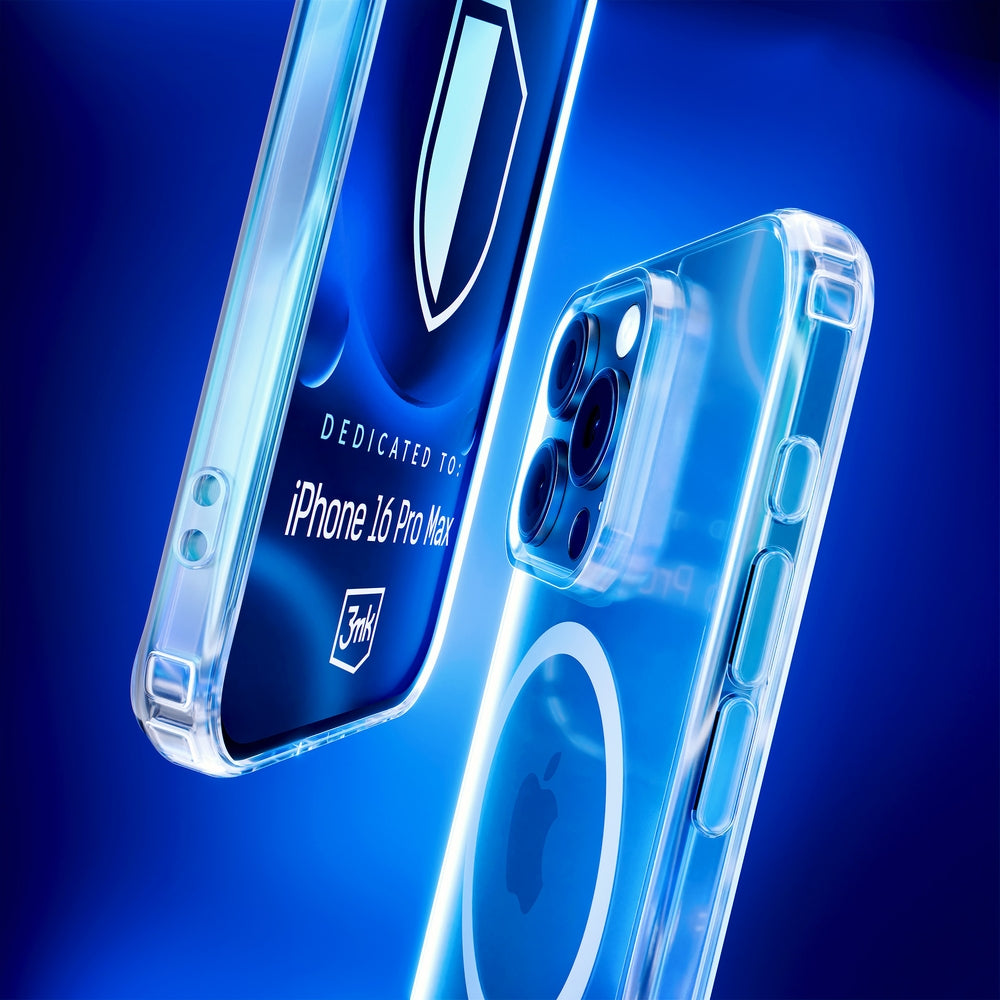 Handyhülle für iPhone 16 Pro Max, 3mk MagCase, Transparent und Weiß