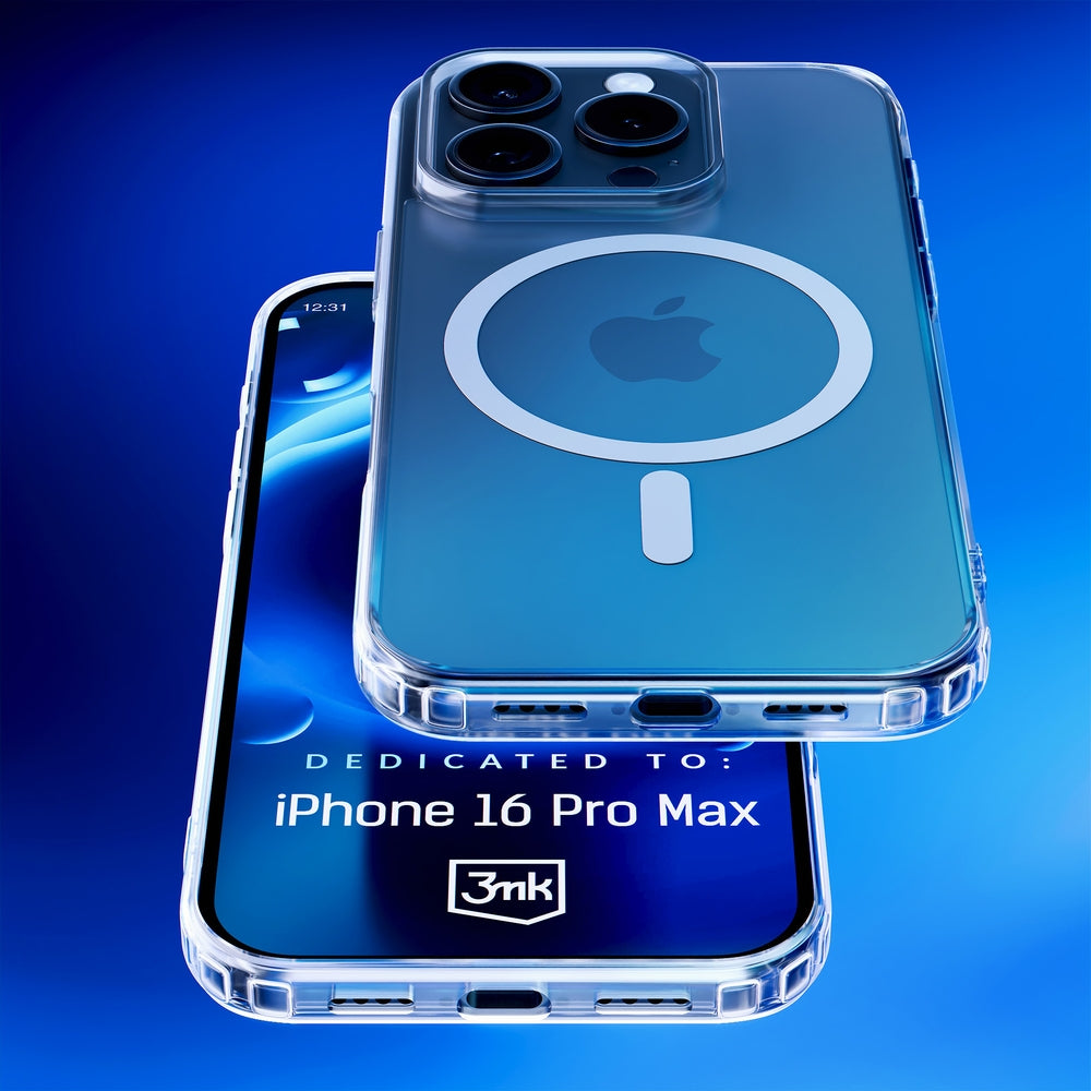 Handyhülle für iPhone 16 Pro Max, 3mk MagCase, Transparent und Weiß