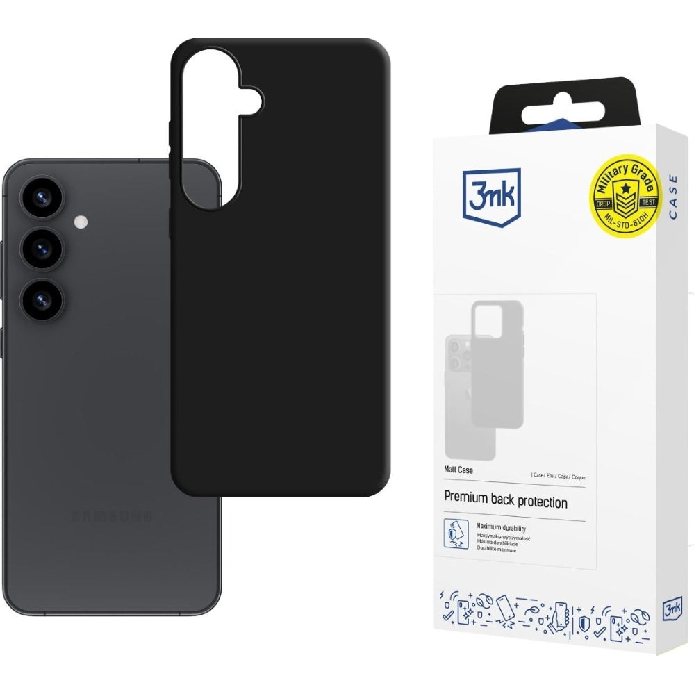 Handyhülle für Samsung Galaxy S25, 3mk Matt Case, mattes Schwarz