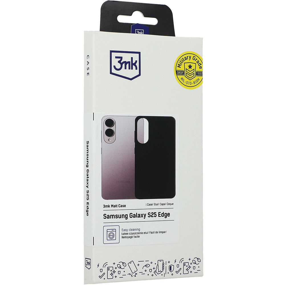 Handyhülle für Galaxy S25 Edge, 3mk Matt Case, Schwarz