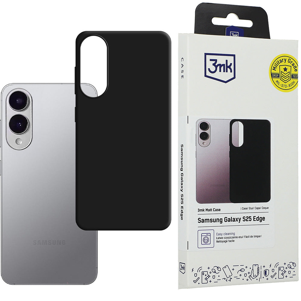 Handyhülle für Galaxy S25 Edge, 3mk Matt Case, Schwarz