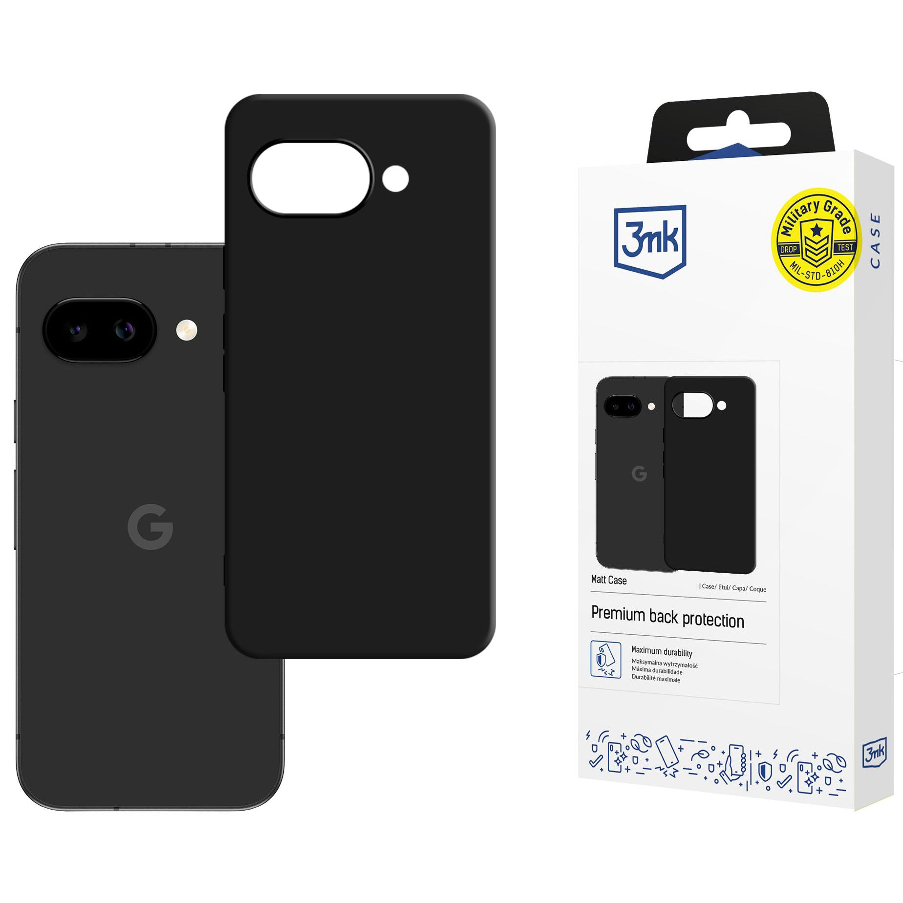 Handyhülle für Google Pixel 10a, 3mk Matt Case, Mattes Schwarz