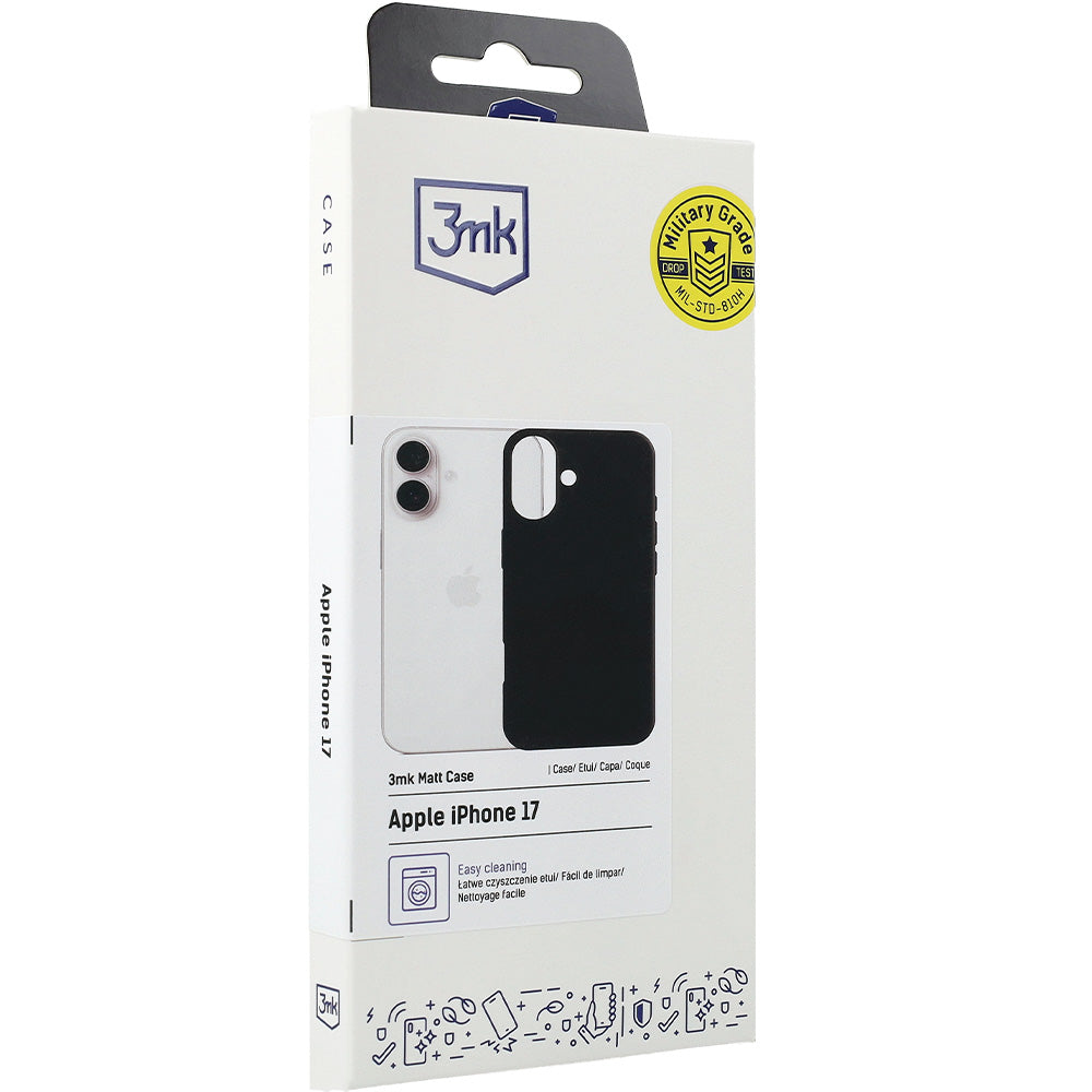 Handyhülle für iPhone 17, 3mk Matt Case, Schwarz