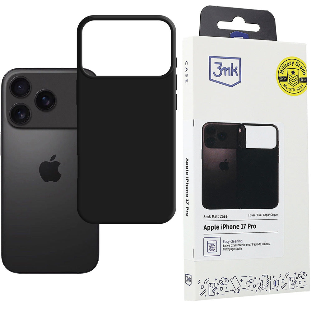 Handyhülle für iPhone 17 Pro, 3mk Matt Case, Schwarz