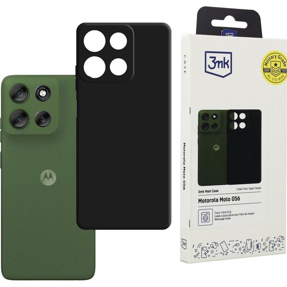 Handyhülle für Motorola Moto G56 5G, 3mk Matt Case, Schwarz