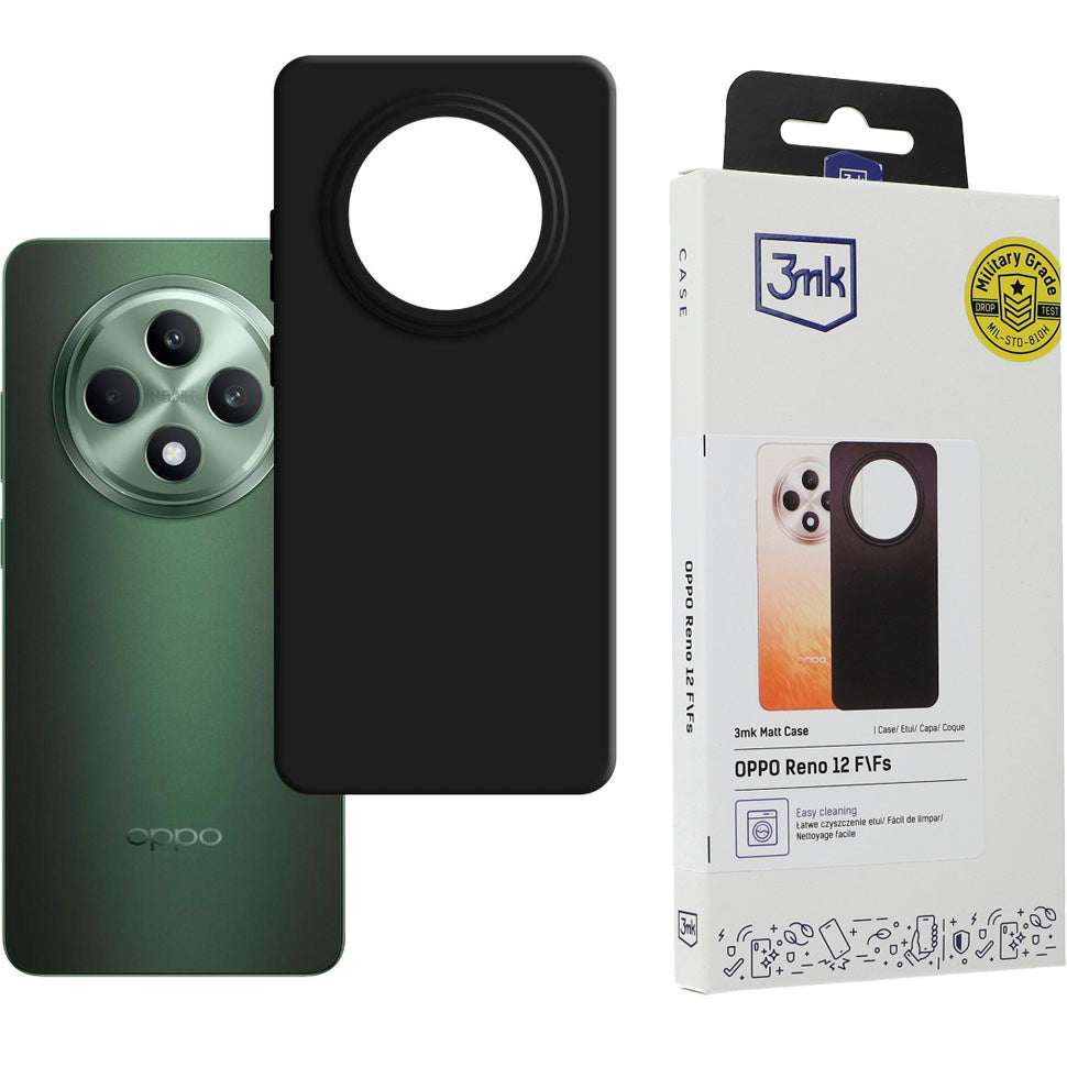 Handyhülle für Oppo Reno12 FS / F, 3mk Matt Case, Schwarz