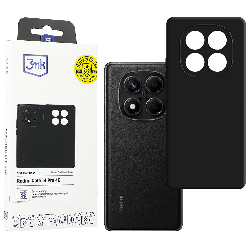 Handyhülle für Redmi Note 14 Pro 4G, 3mk Matt Case, Schwarz